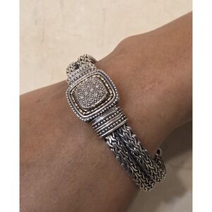 Gabrielle Bruni Double Wheat 14K Gold Sterling Silver Natural‎ Diamonds Bracelet